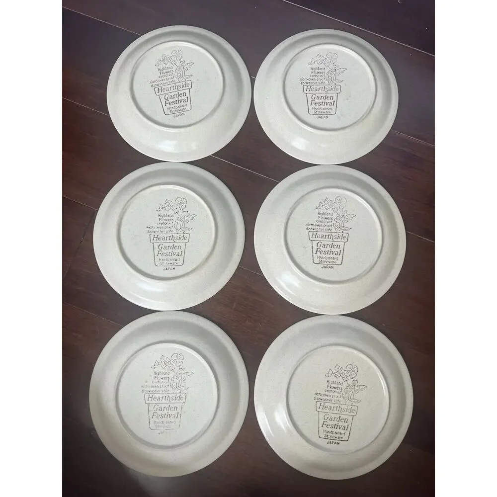 Vintage Hearthside Garden Festival Highland Flowers Salad Plates Set of 6 Japan